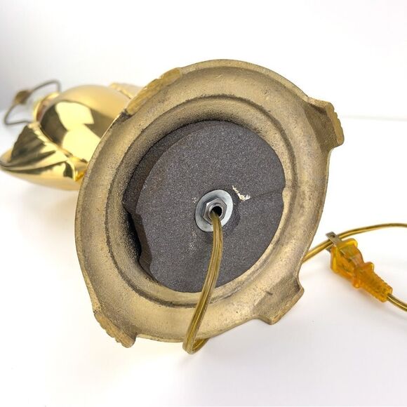 Vintage Hollywood Regency Swan Polished Brass Table Lamp 28” H - Picture 8 of 13